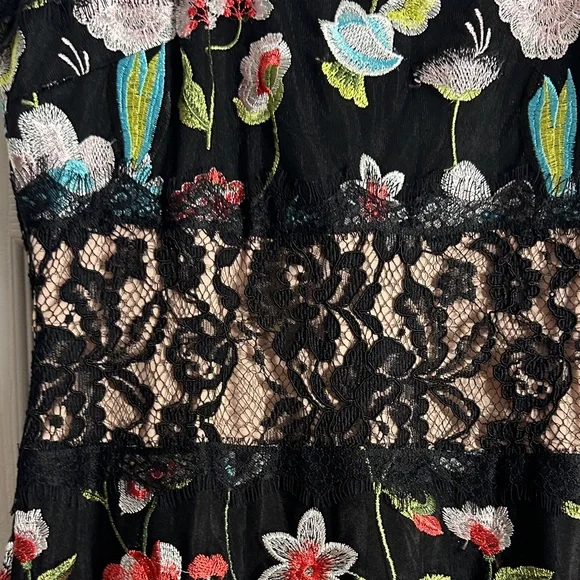 JAX Black Label Floral Embroidered Black Dress - Picture 3 of 14